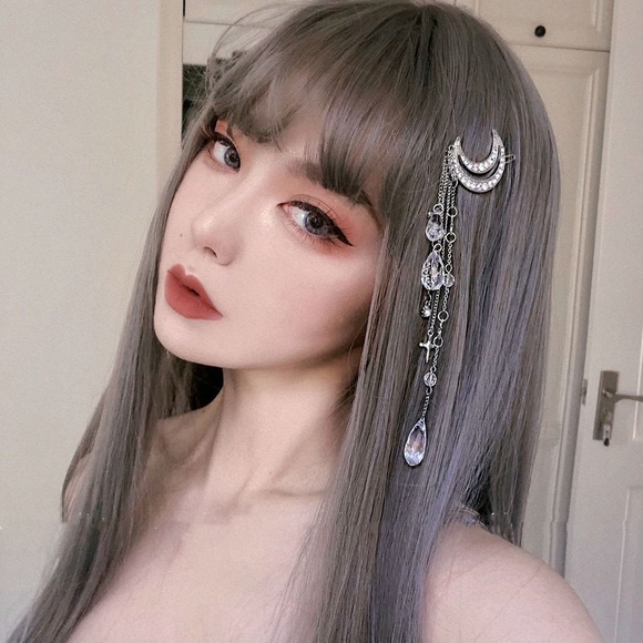 Crystal Moon Hair Clip with Star & Crystal Tassels - Picture 2 of 16